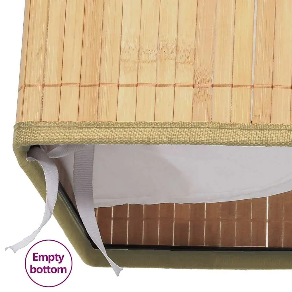 2-Compartment Bamboo Laundry Basket 72L with Fabric Liner