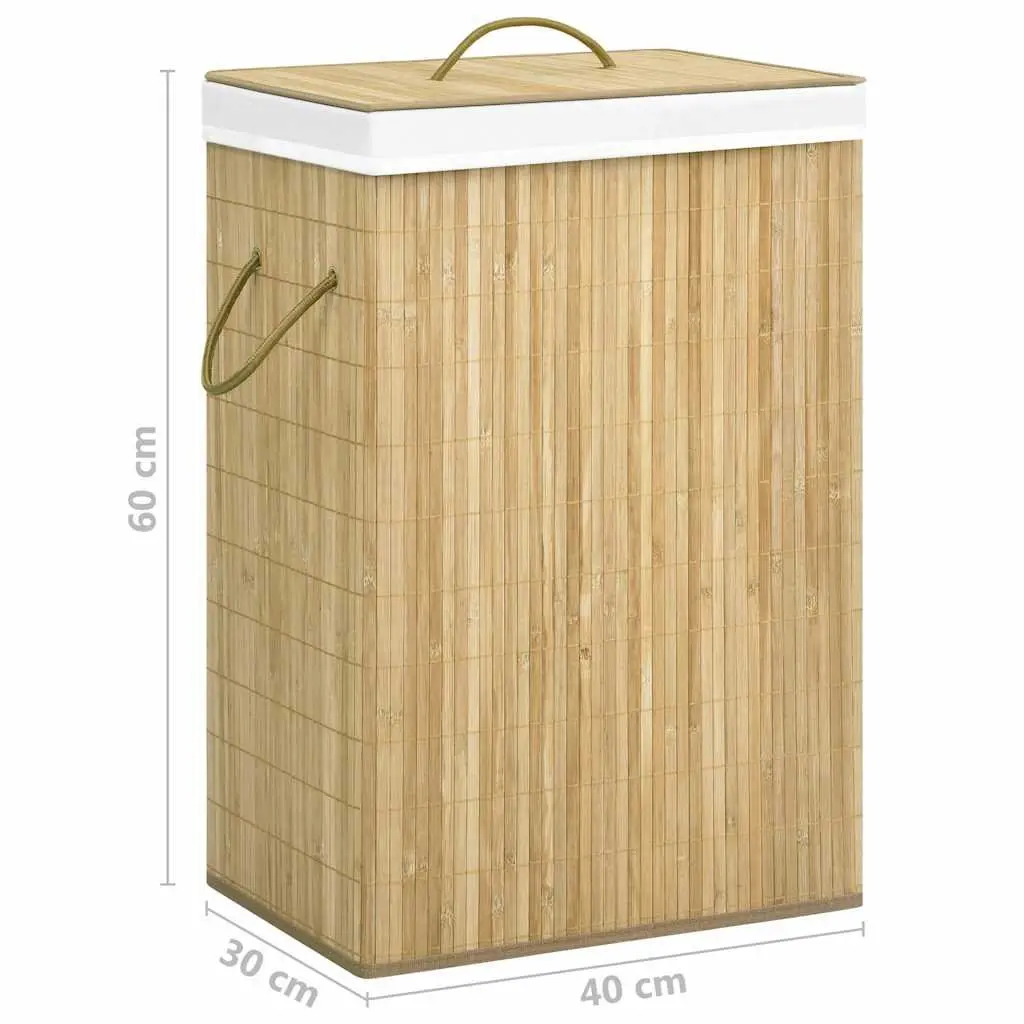 2-Compartment Bamboo Laundry Basket 72L with Fabric Liner
