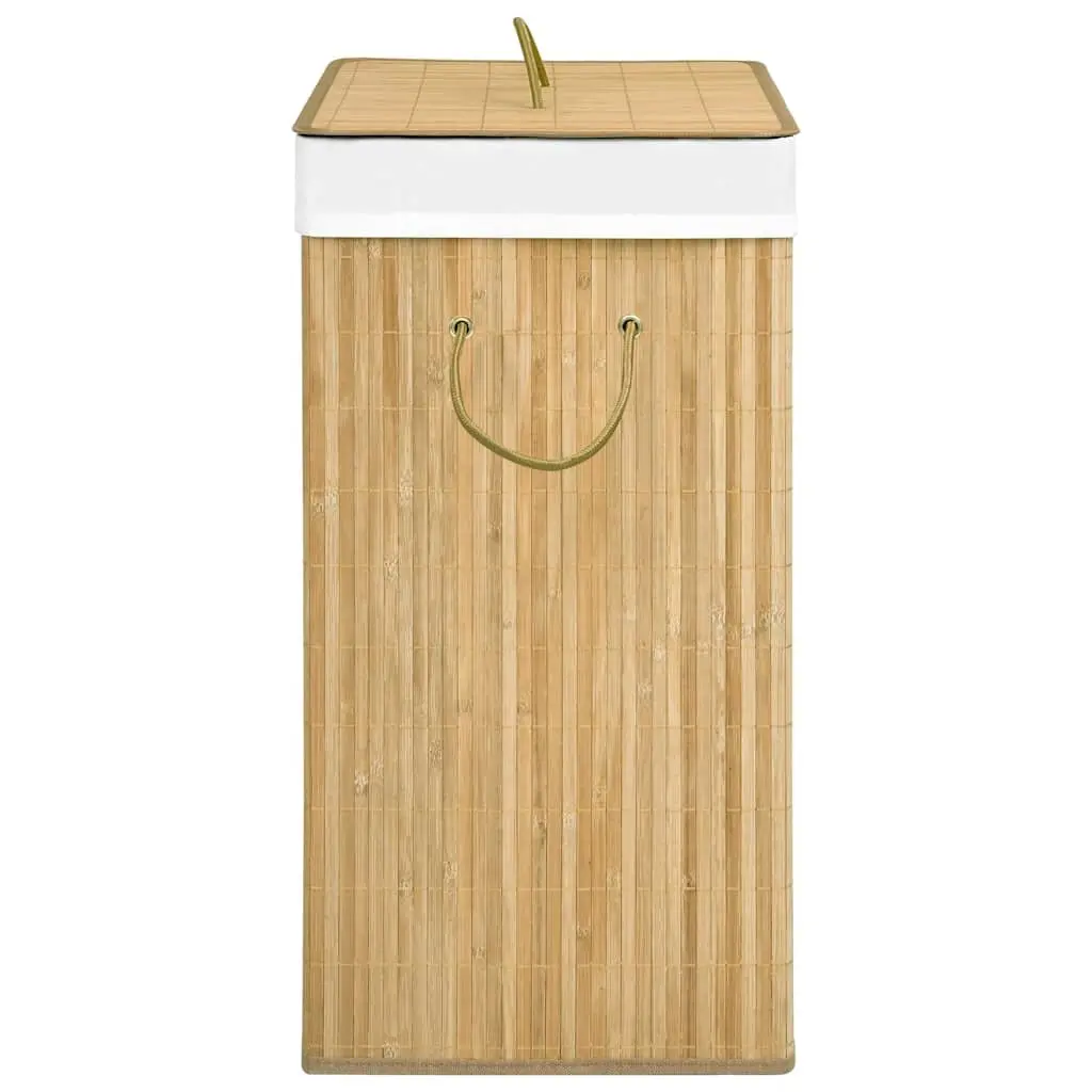 Bamboo Laundry Hamper 100L Two Section Storage Basket for Organizing Dirty Clothes in Brown Suitable for Bedroom Bathroom and Living Room