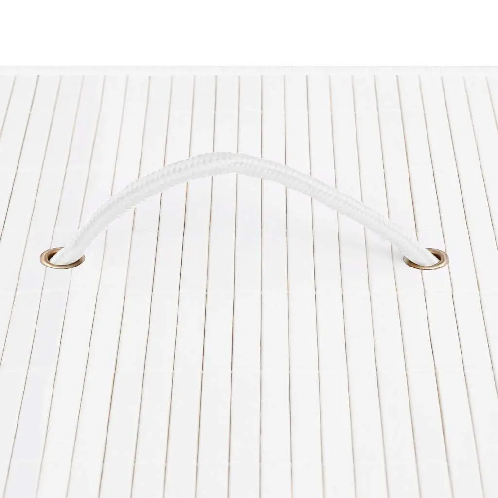 Bamboo Laundry Basket for Household Storage 72 Litres White Two Sections