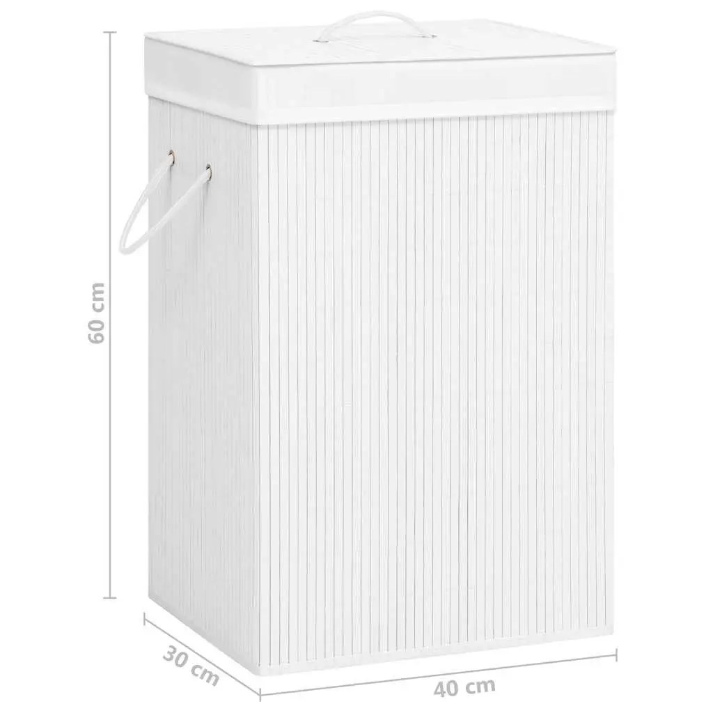 Bamboo Laundry Basket for Household Storage 72 Litres White Two Sections