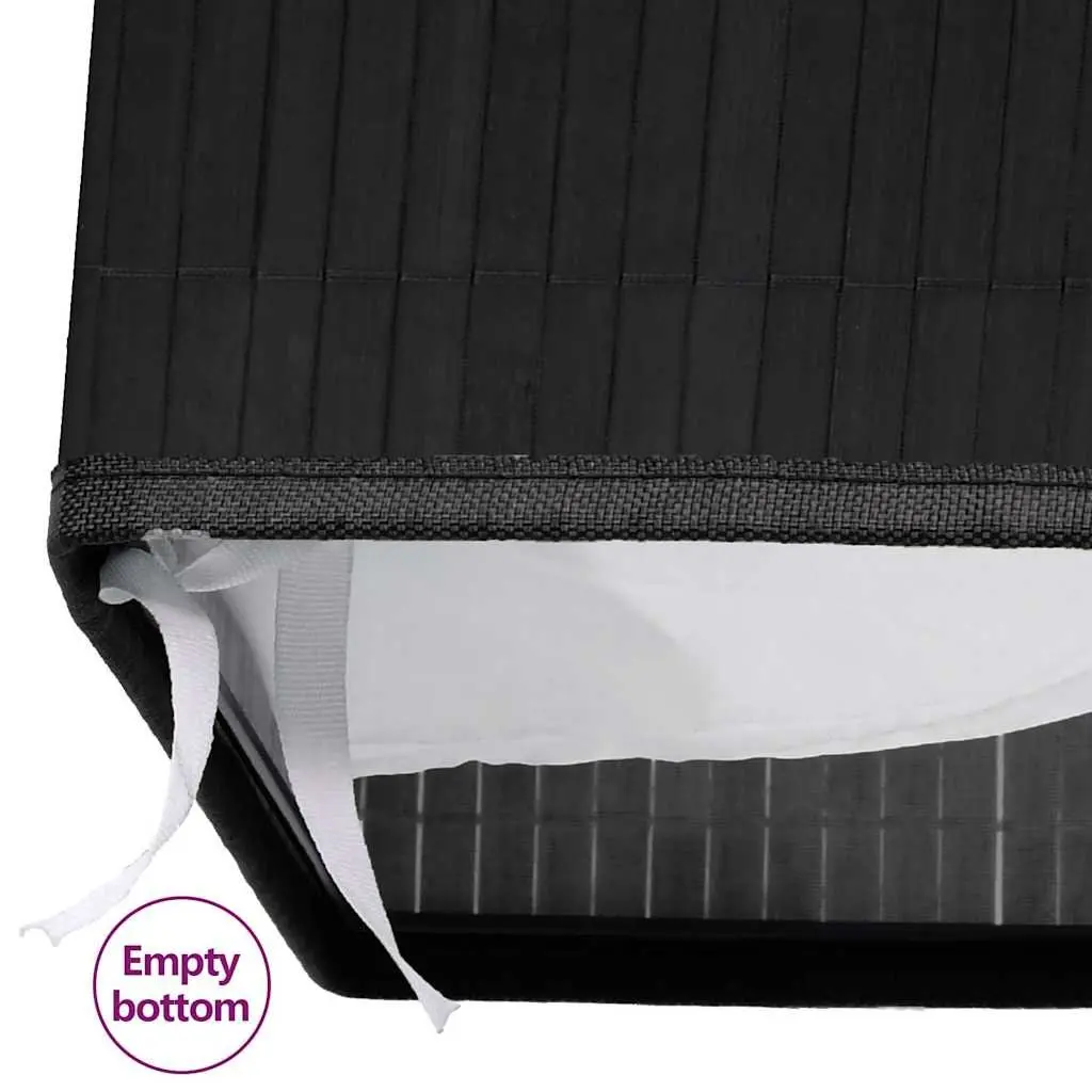 Bamboo Laundry Basket for Bedroom Bathroom Living Space 2 Sections Black Removable Liner