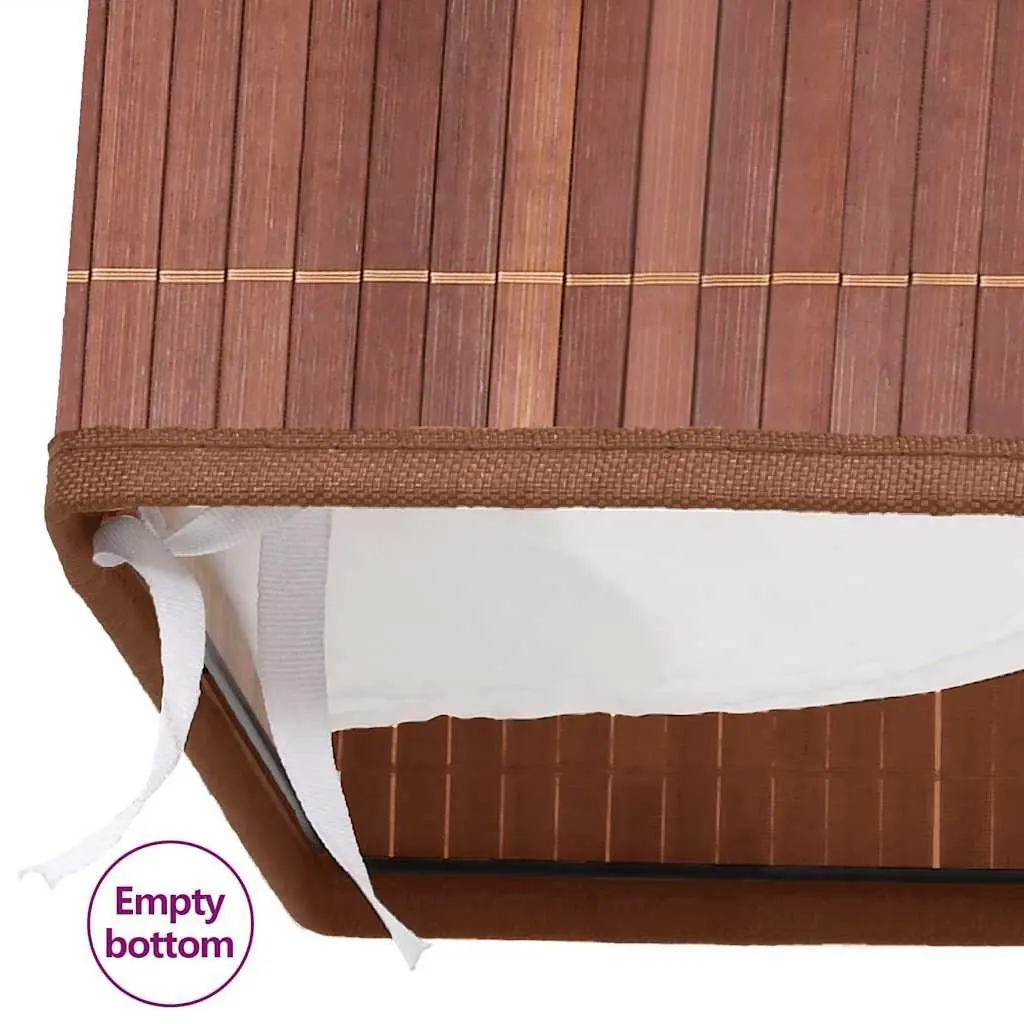 Bamboo Laundry Basket 2 Sections 72L Brown Foldable Hamper with Handles
