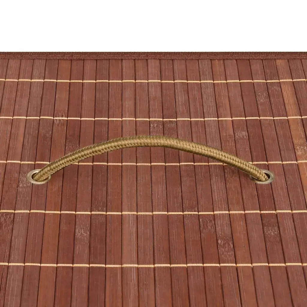 Bamboo Laundry Basket 2 Sections Brown Household Storage Organiser with Handles