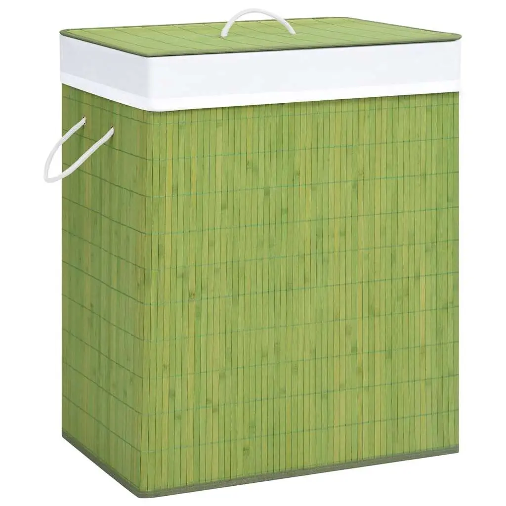 Bamboo Laundry Basket 2 Sections Green Household Organiser