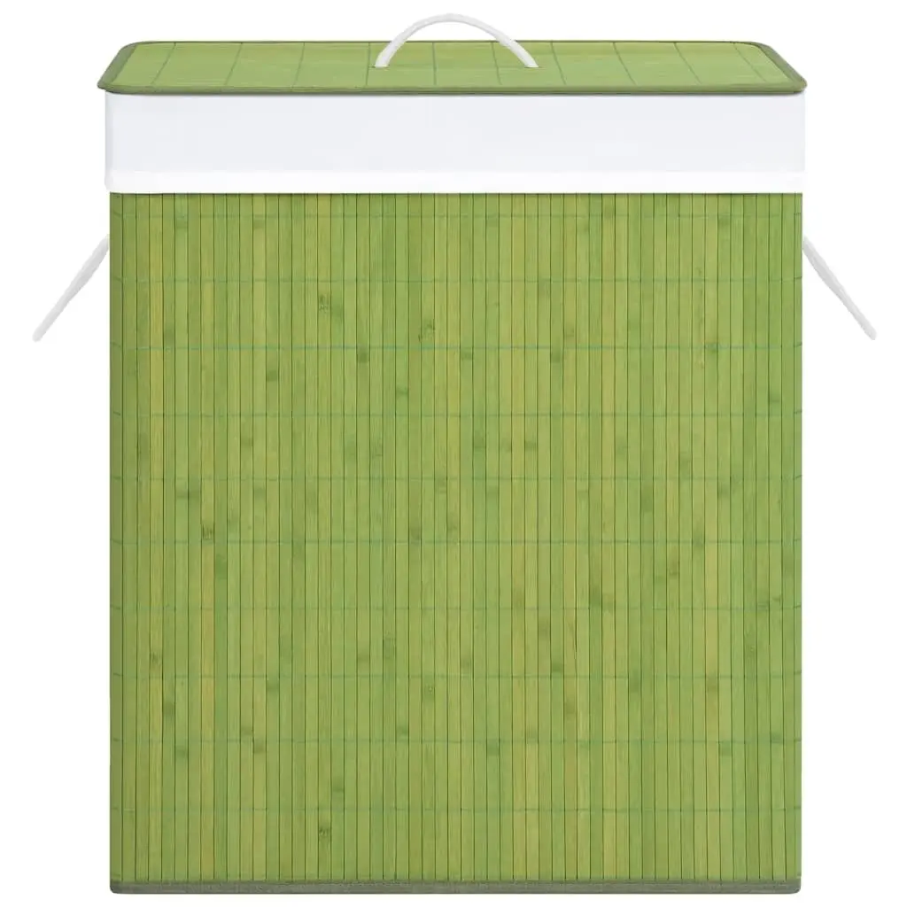 Bamboo Laundry Basket 2 Sections Green Household Organiser