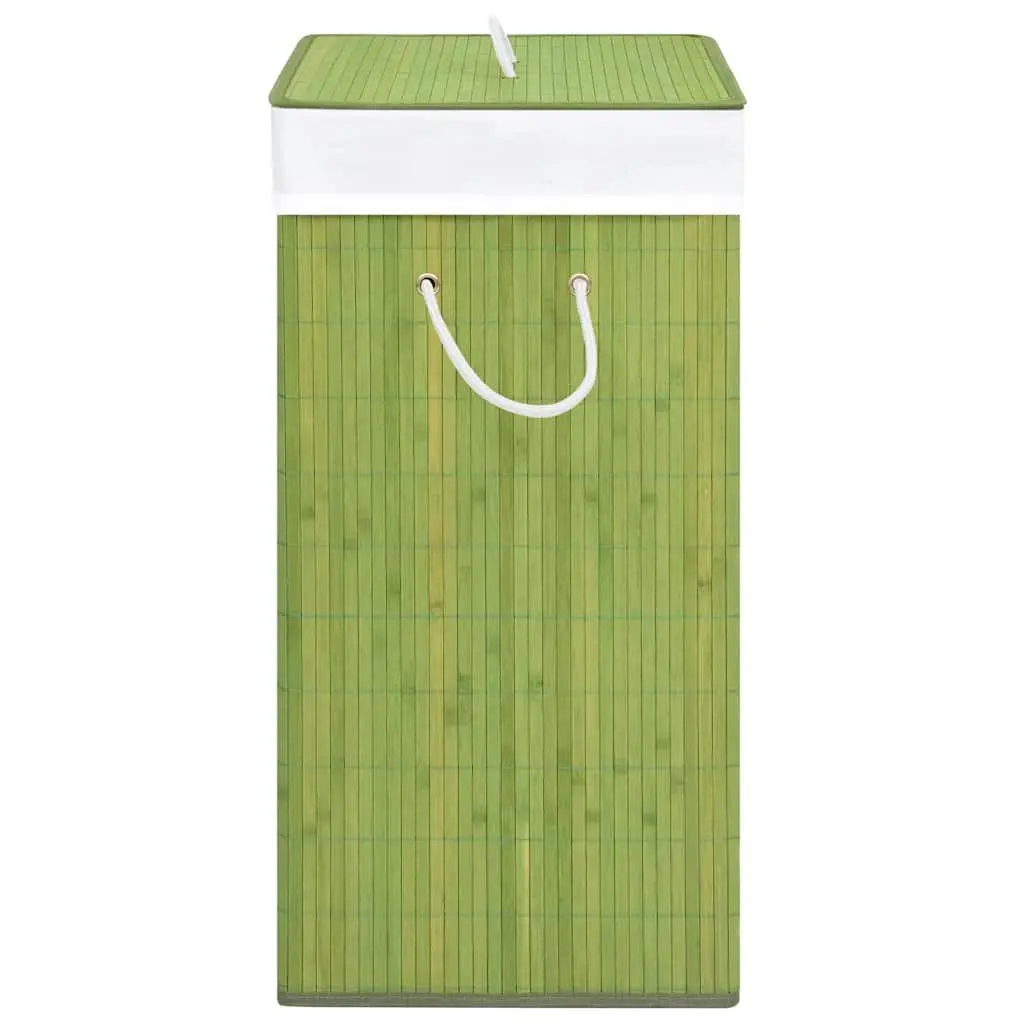 Bamboo Laundry Basket 2 Sections Green Household Organiser