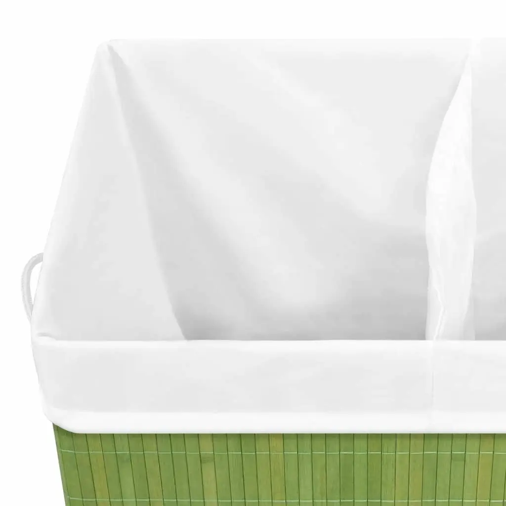 Bamboo Laundry Basket 2 Sections Green Household Organiser