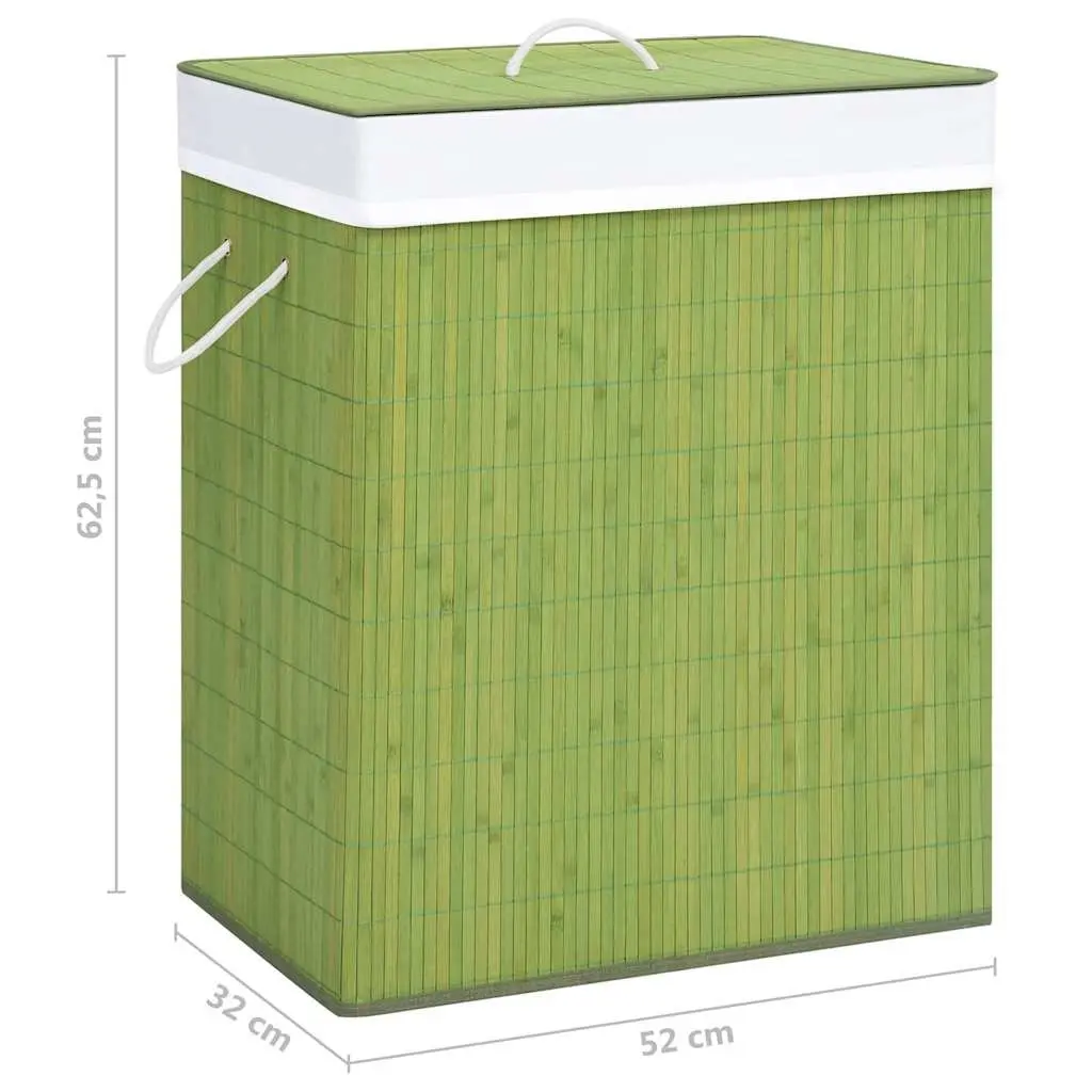Bamboo Laundry Basket 2 Sections Green Household Organiser