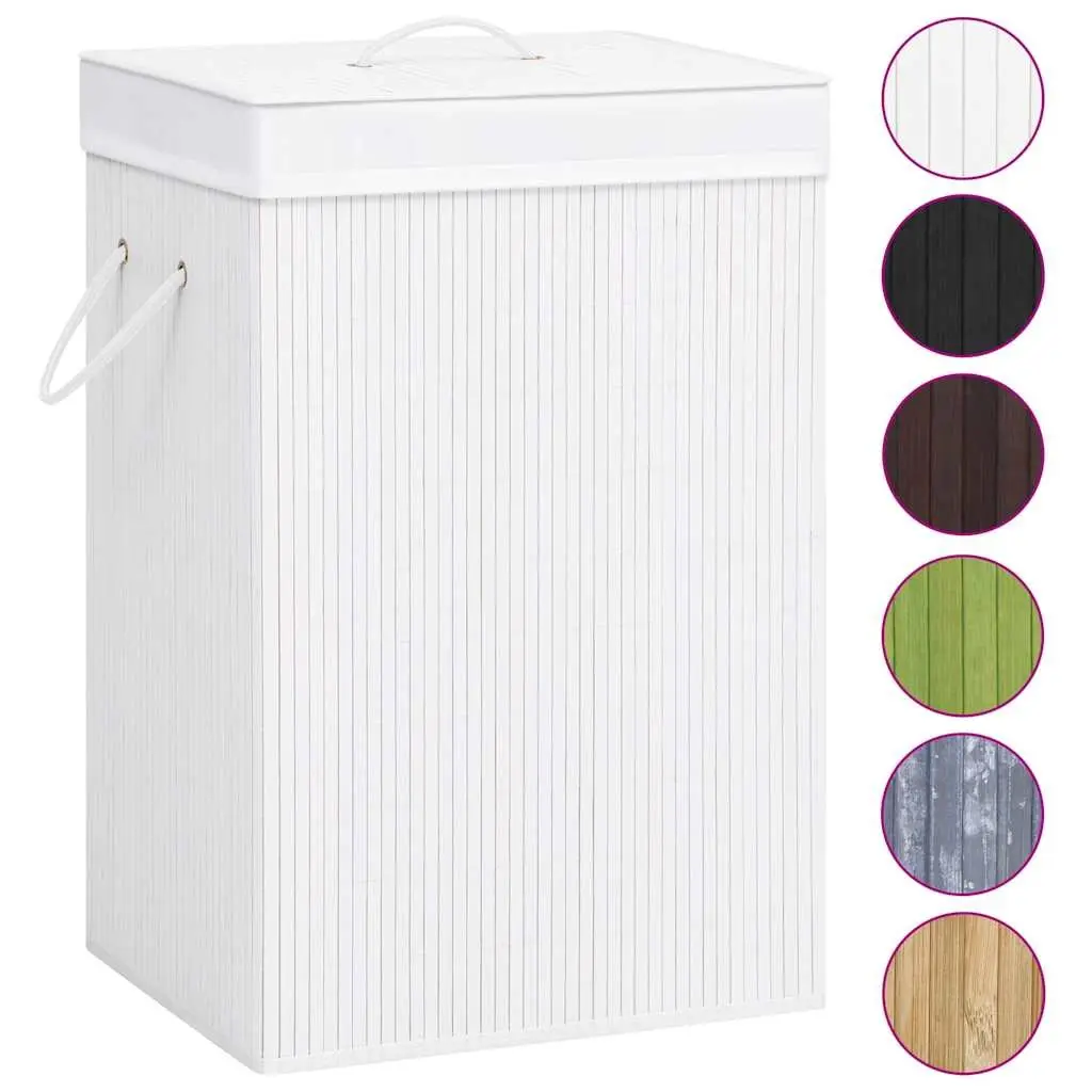 Bamboo Laundry Basket Household Storage Single Section Removable Liner Handles