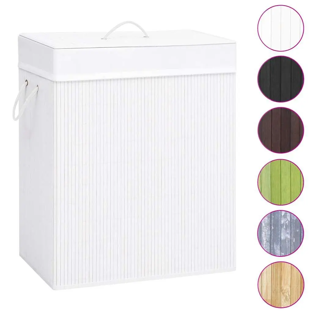 Bamboo Laundry Basket for Home Use White 83L