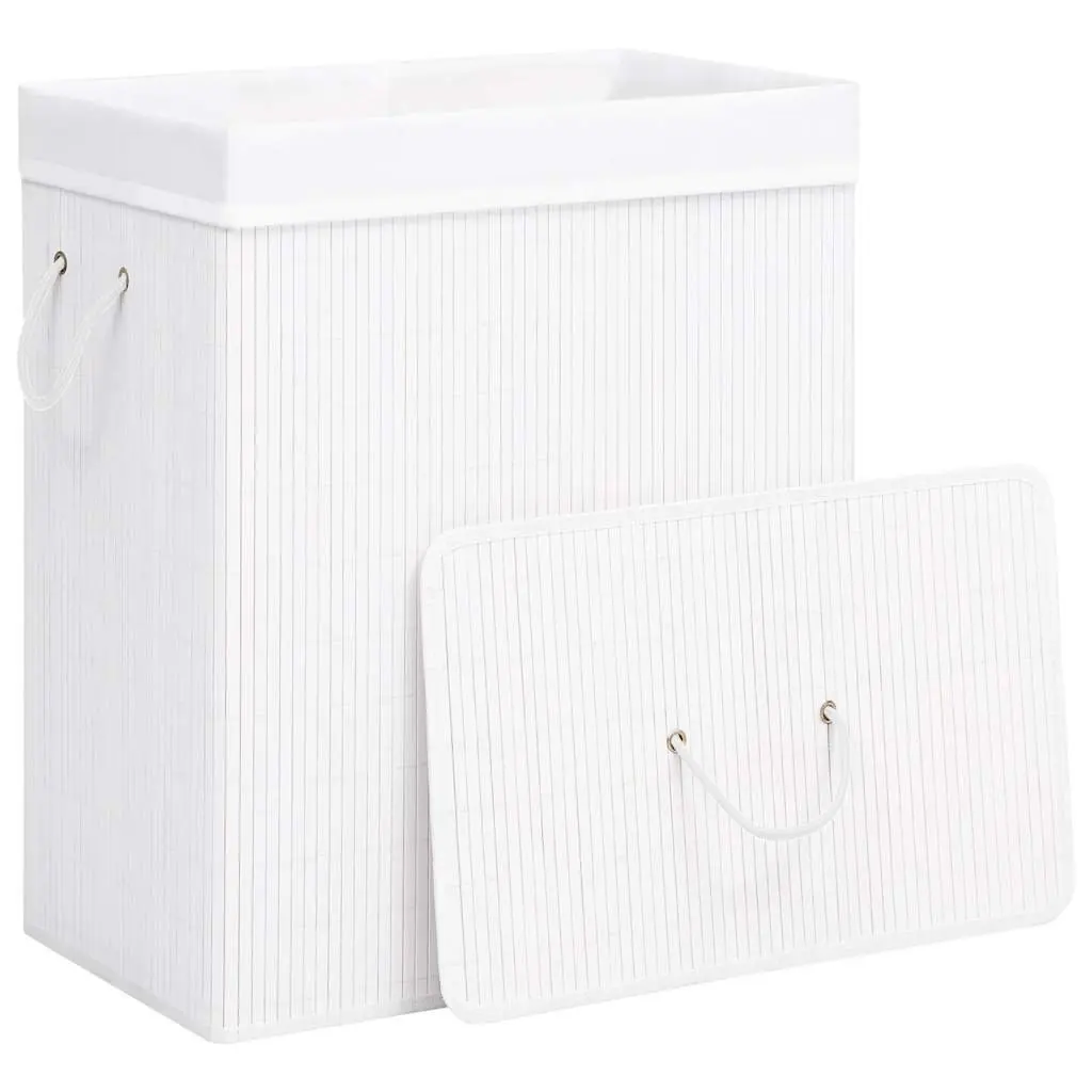 Bamboo Laundry Basket for Home Use White 83L