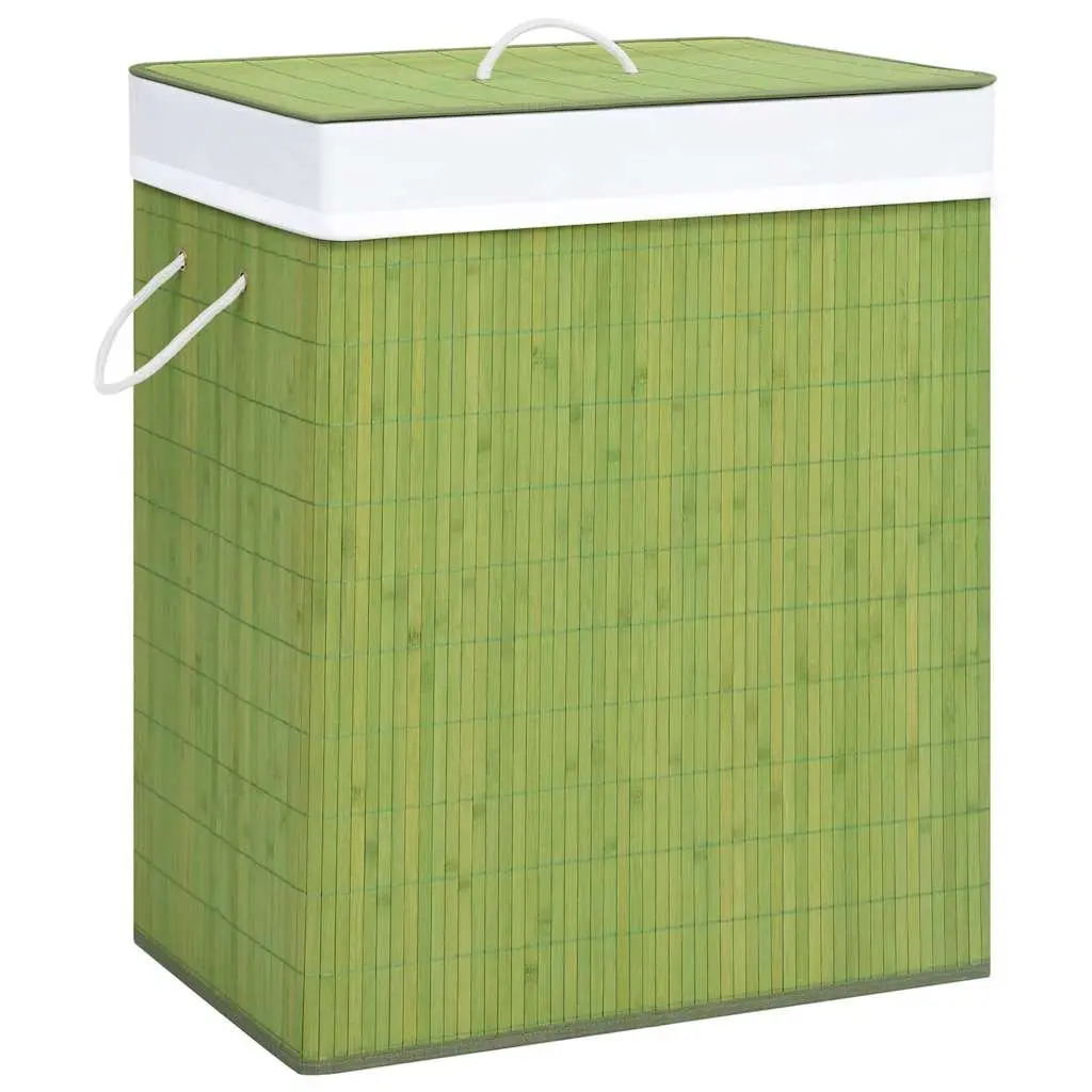 Bamboo Laundry Basket Single Section Green Storage Hamper Household Organiser