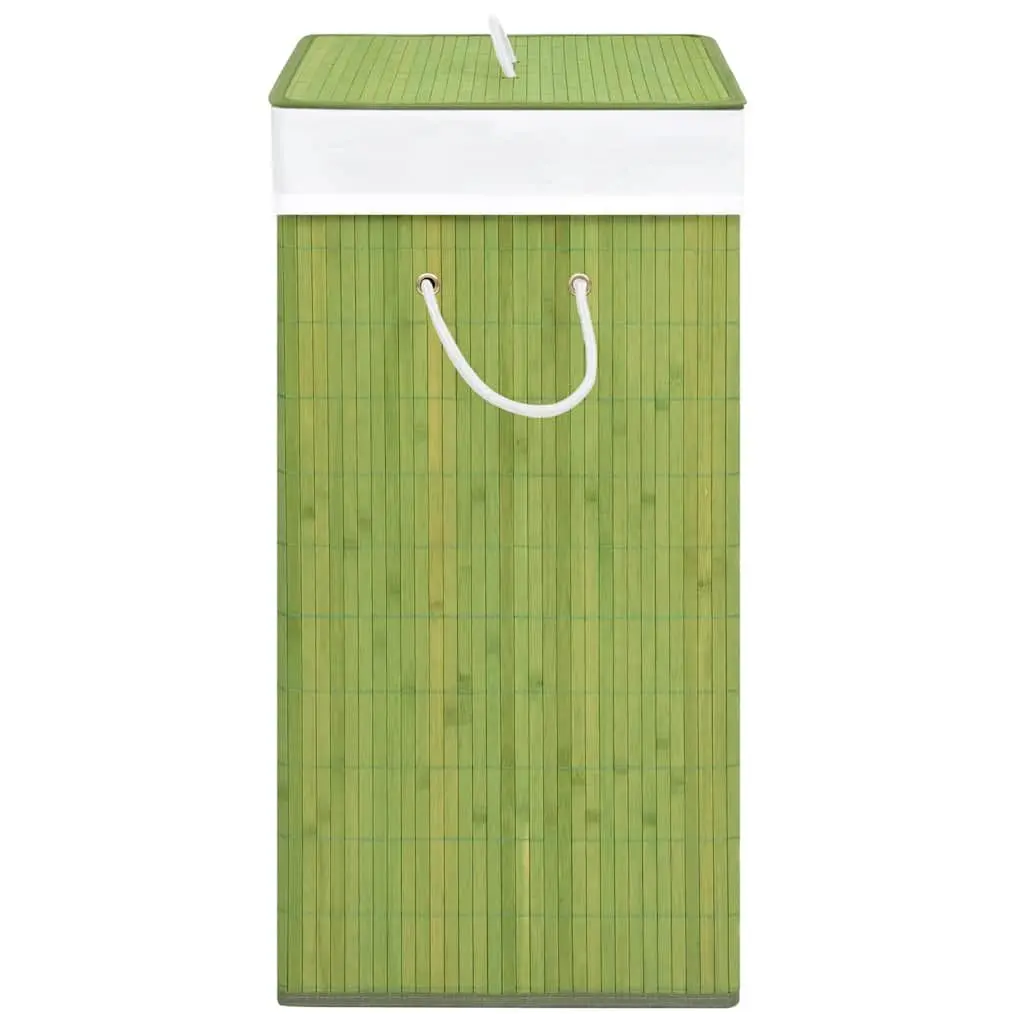 Bamboo Laundry Basket Single Section Green Storage Hamper Household Organiser