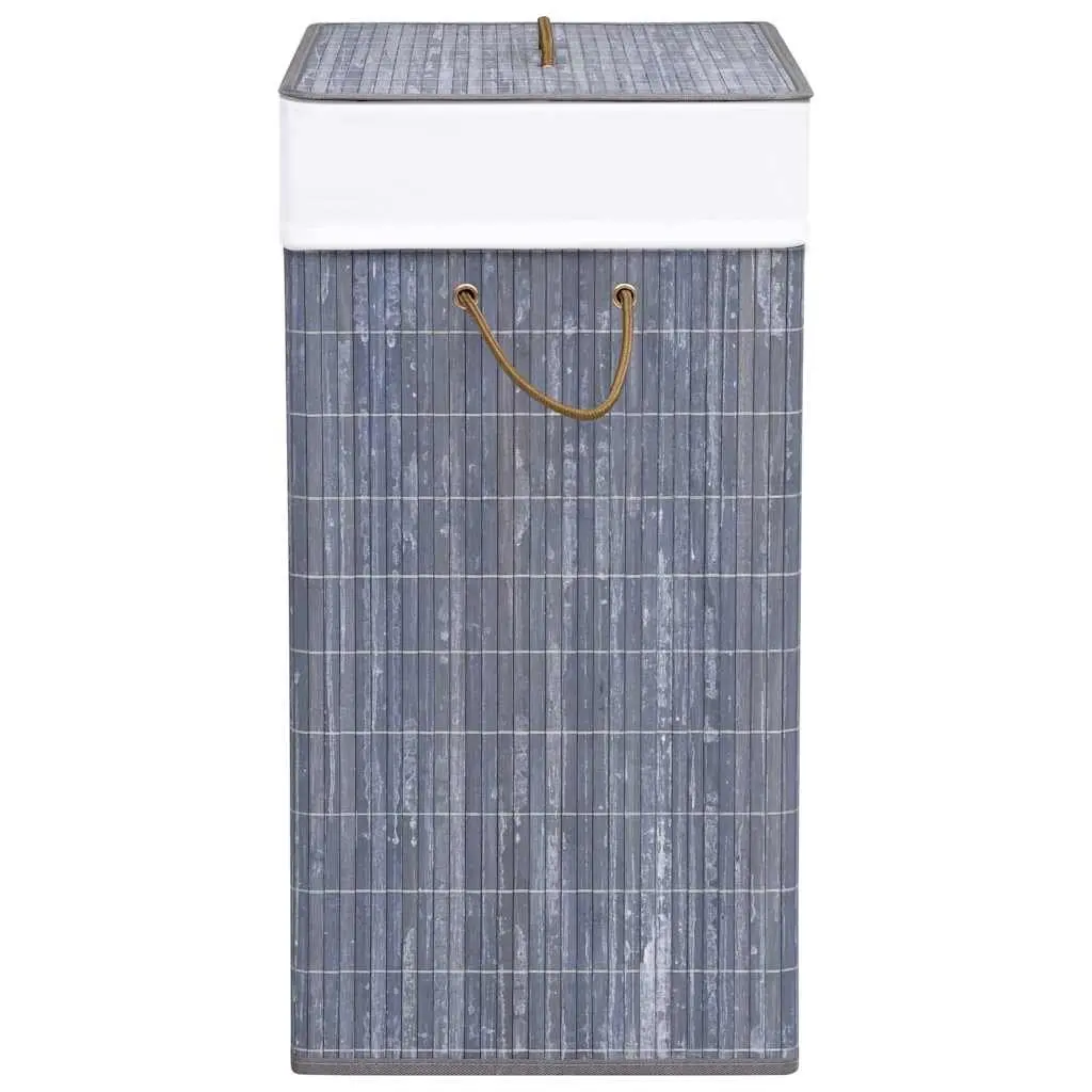 Bamboo Laundry Basket Household Storage Hamper Single Section Grey 83L