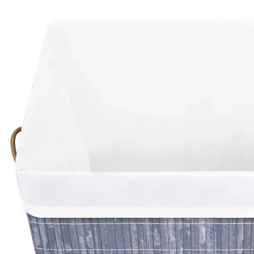 Bamboo Laundry Basket Household Storage Hamper Single Section Grey 83L