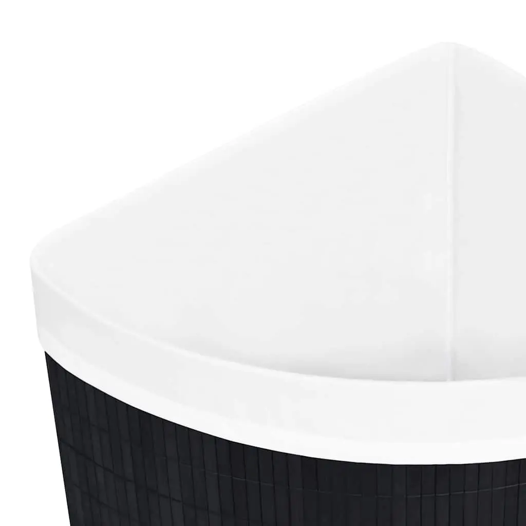 Bamboo Corner Laundry Basket Black 60L Bedroom Bathroom Storage Hamper