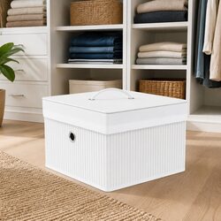 White Bamboo Storage Boxes Set of 4 for Home Use