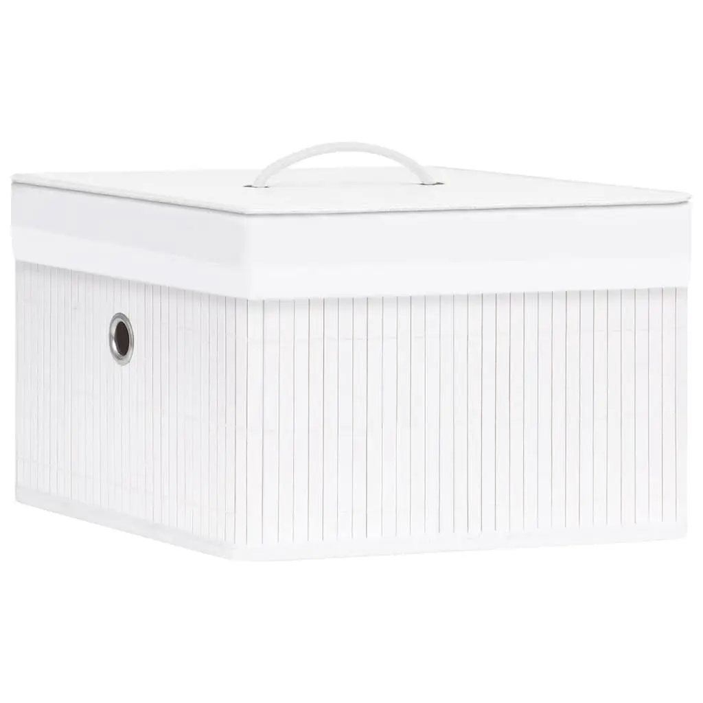 Bamboo Storage Boxes for Wardrobe and Shelf Organization White Foldable 4 Piece