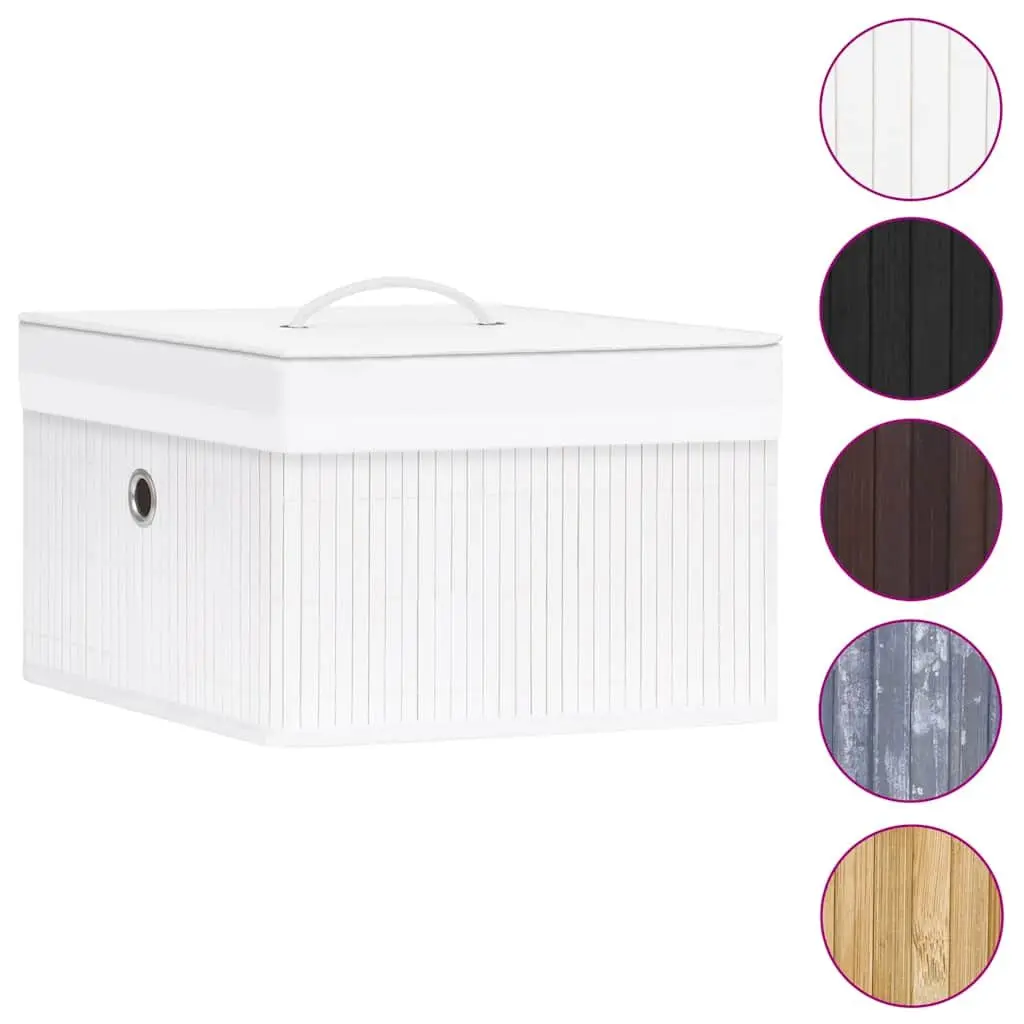 Bamboo Storage Boxes for Wardrobe and Shelf Organization White Foldable 4 Piece