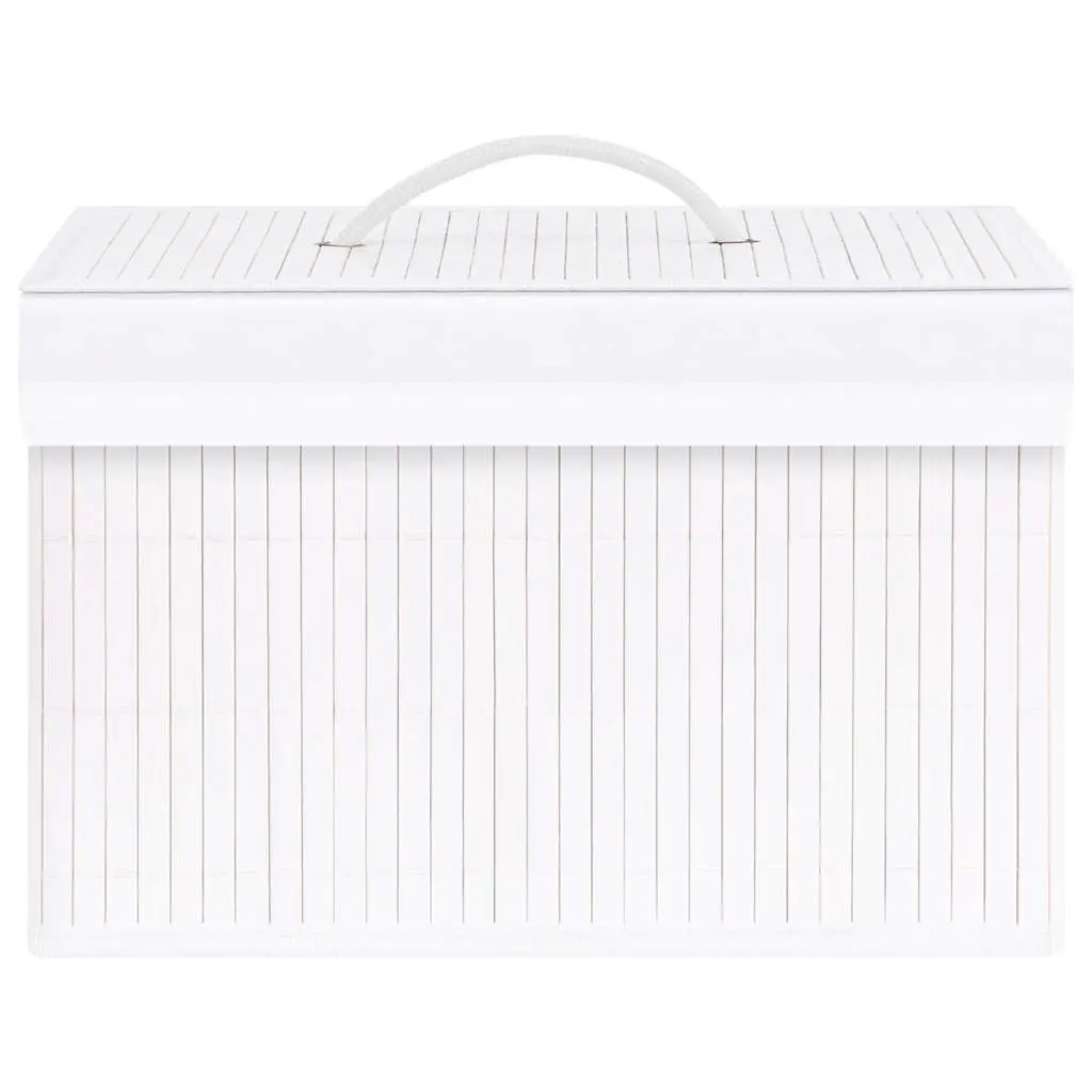 Bamboo Storage Boxes for Wardrobe and Shelf Organization White Foldable 4 Piece