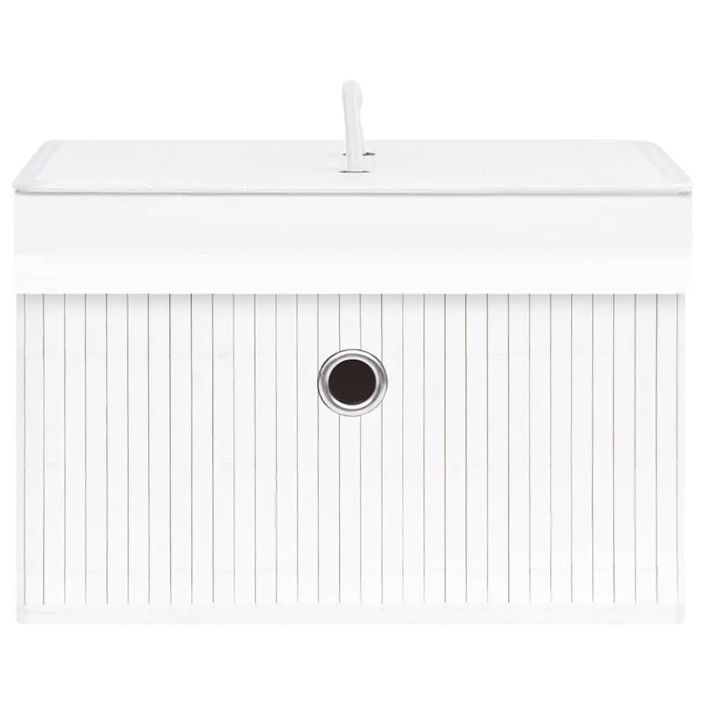 Bamboo Storage Boxes for Wardrobe and Shelf Organization White Foldable 4 Piece