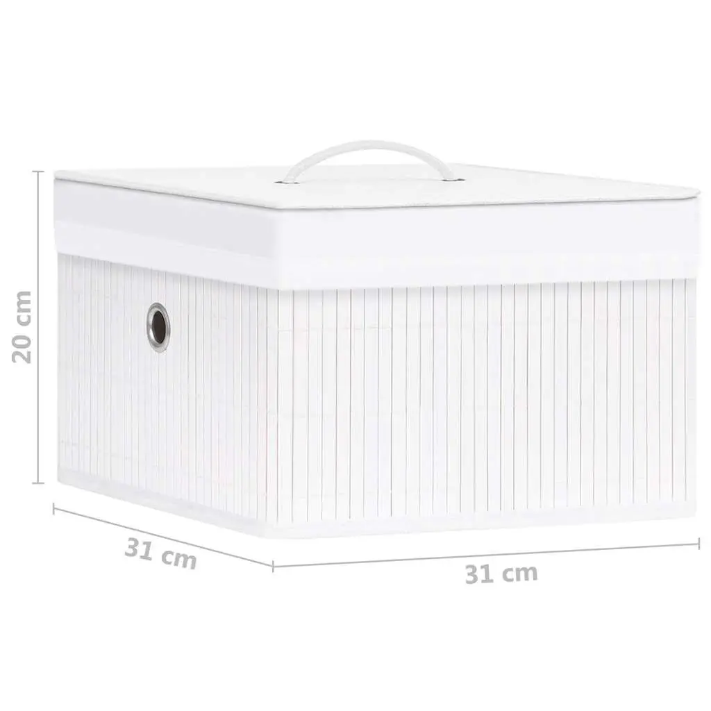 Bamboo Storage Boxes for Wardrobe and Shelf Organization White Foldable 4 Piece