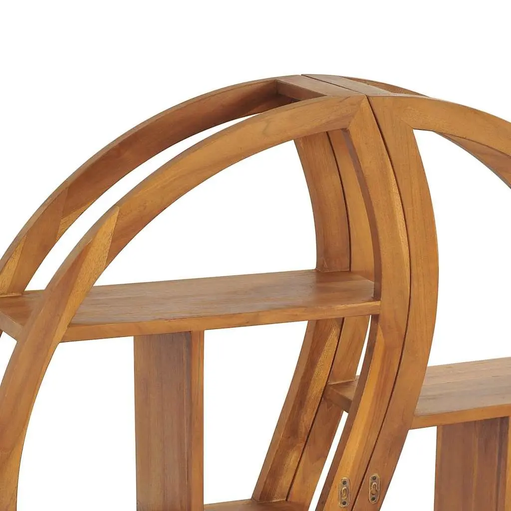 Yin Yang Wall Shelf Solid Wood Teak Storage Display Organizer 100cm Brown Home Decor