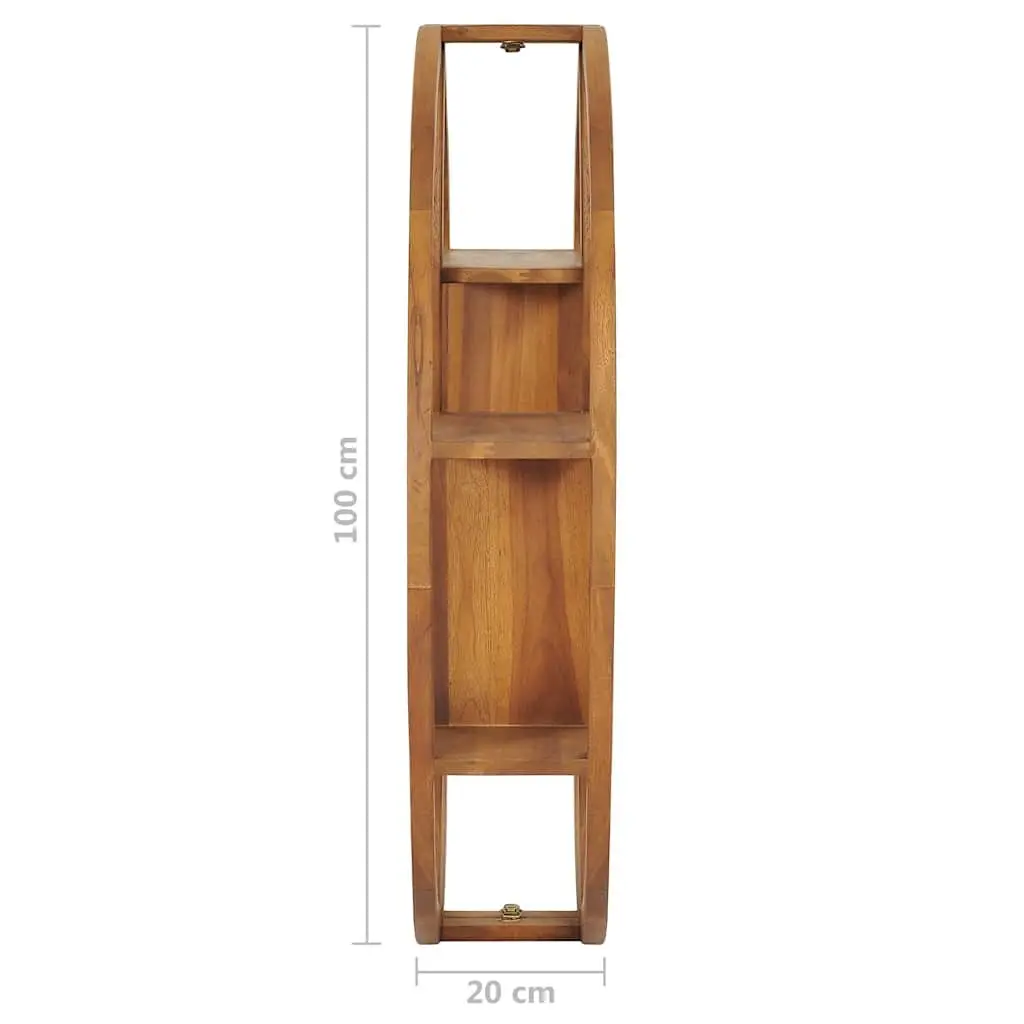 Yin Yang Wall Shelf Solid Wood Teak Storage Display Organizer 100cm Brown Home Decor