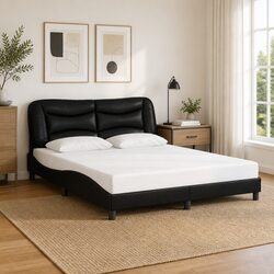 Black Faux Leather Queen Bed Frame Dimensions: 152x203 cm