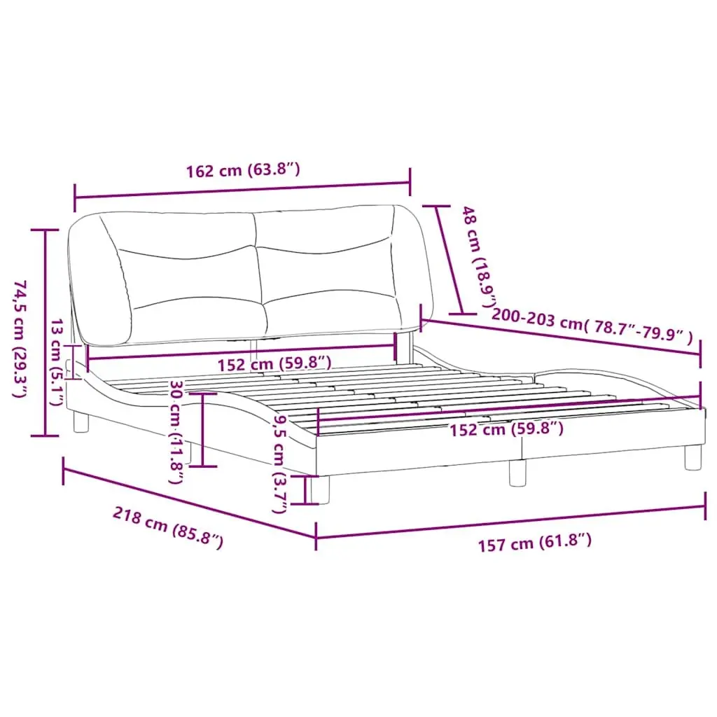 Queen Bed Frame Black White Faux Leather Headboard Bedroom Furniture 152x203cm