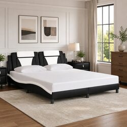 King Bed Frame 180x200 cm in Black and White Faux Leather
