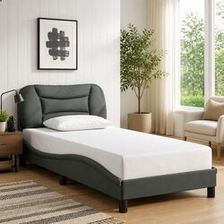 Dimensions of Grey Fabric Bed Frame with Headboard