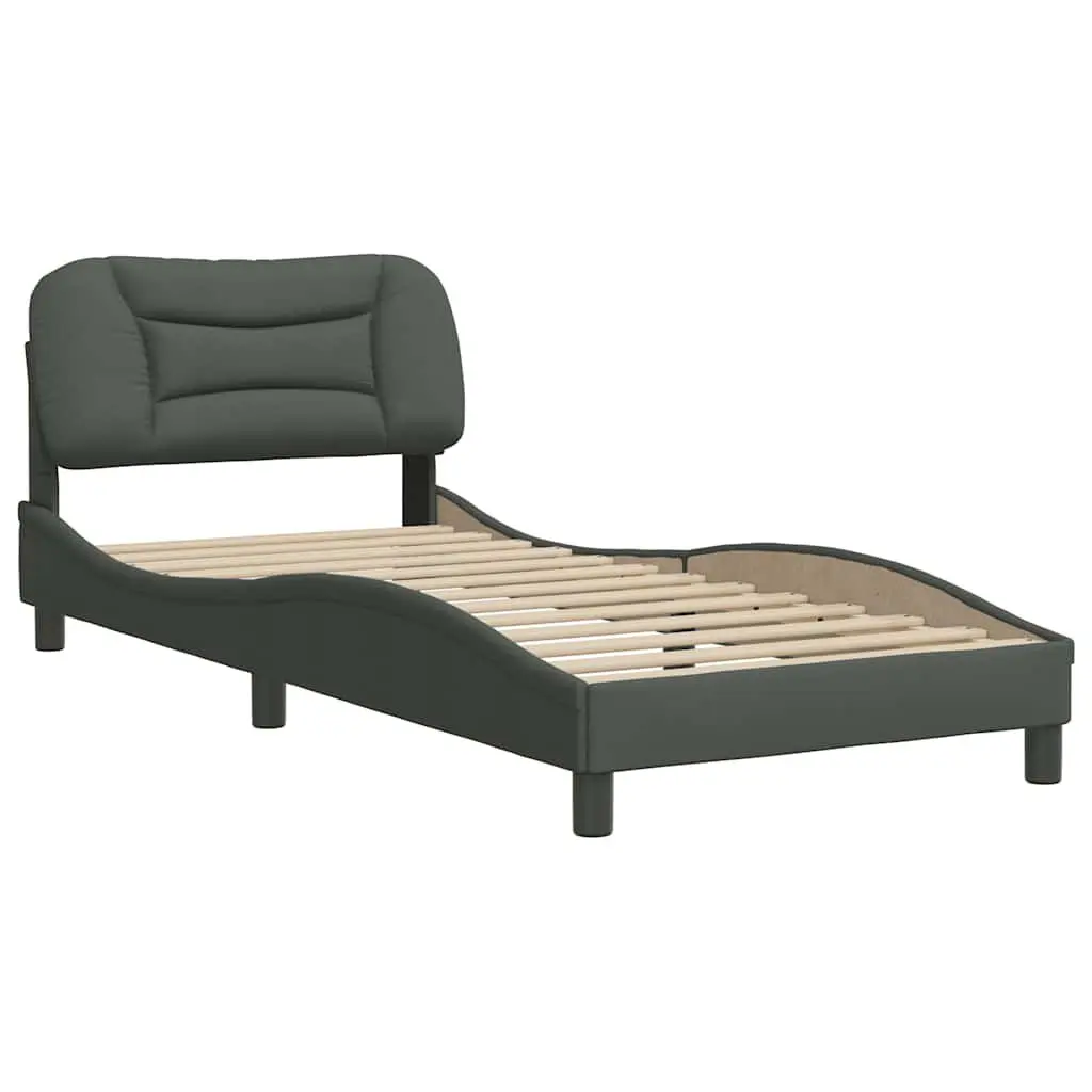 Fabric Bed Frame with Headboard for Bedroom Grey 90 x 190 cm
