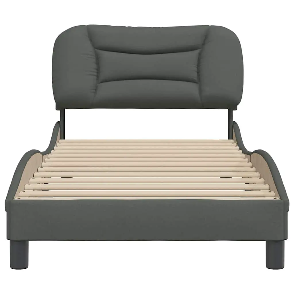 Fabric Bed Frame with Headboard for Bedroom Grey 90 x 190 cm