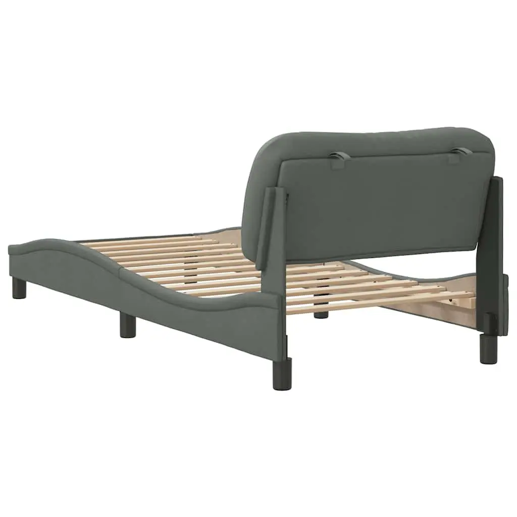 Fabric Bed Frame with Headboard for Bedroom Grey 90 x 190 cm