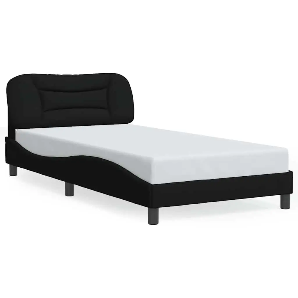 Bed Frame King Single for Bedroom with Upholstered Headboard Black 107x203 cm
