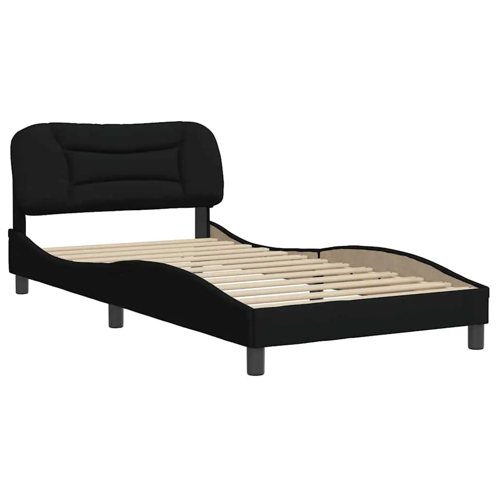 Bed Frame King Single for Bedroom with Upholstered Headboard Black 107x203 cm