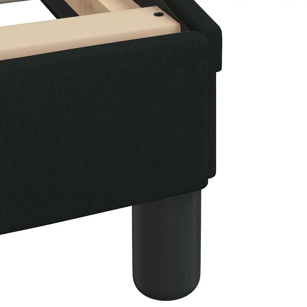 Queen Bed Frame Black Fabric Headboard Plywood Slats Cushioned Support Bedroom