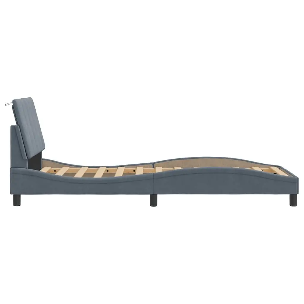 Bed Frame with Headboard Grey Velvet 90x190 cm Bedroom Furniture