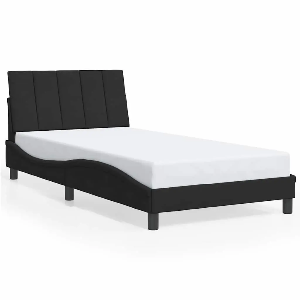 King Single Bed Frame Velvet Black 107x203 cm Bedroom Furniture