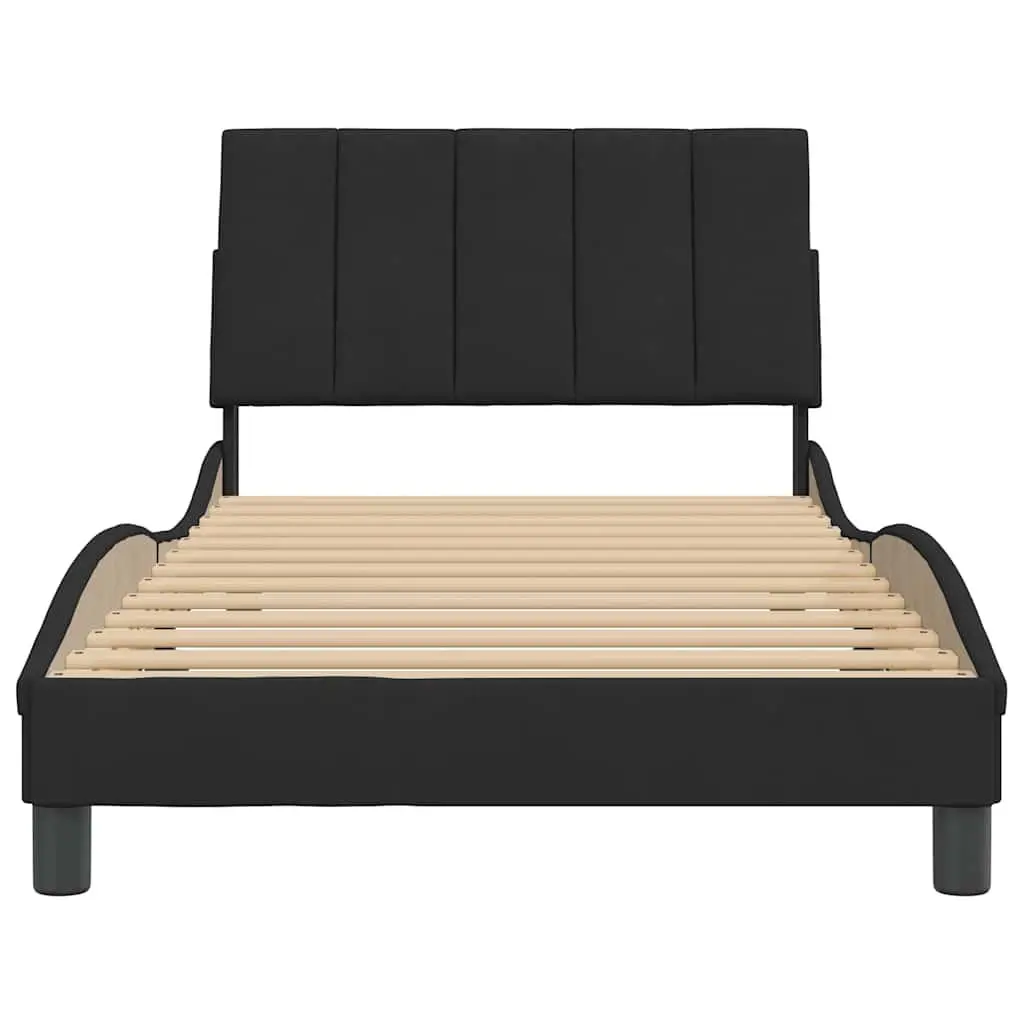 King Single Bed Frame Velvet Black 107x203 cm Bedroom Furniture