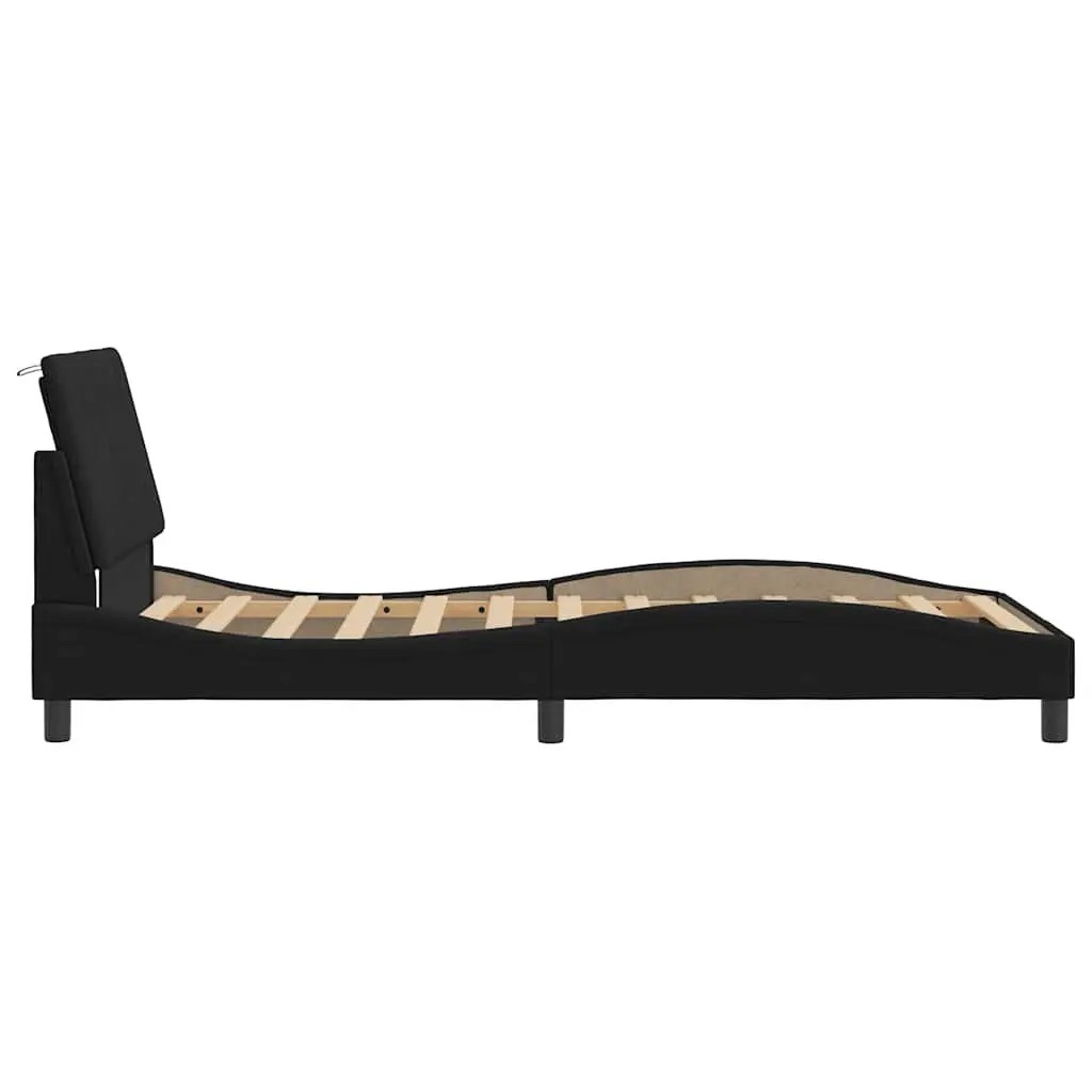 King Single Bed Frame Velvet Black 107x203 cm Bedroom Furniture