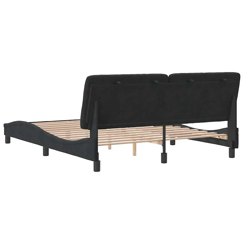 Queen Bed Frame 152x203cm with Black Velvet Headboard