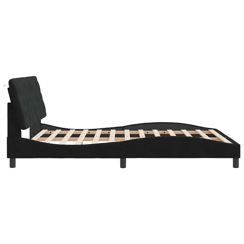 Queen Bed Frame 152x203cm with Black Velvet Headboard