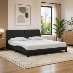 180x200 cm Bed Frame: Black Velvet Upholstery & Support
