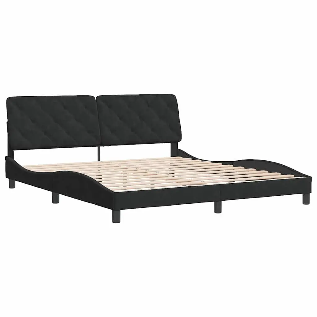 Bed Frame Bedroom 180x200 cm Black Velvet Upholstered