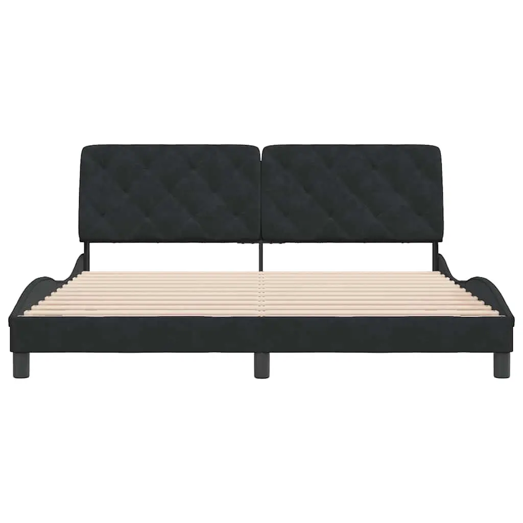 Bed Frame Bedroom 180x200 cm Black Velvet Upholstered