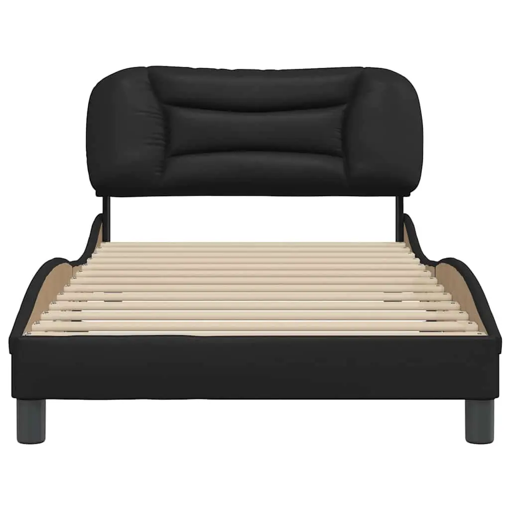 King Single Bed Frame in Black Faux Leather