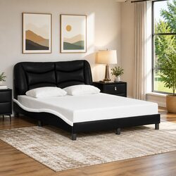 Double Bed Frame Specifications: 137x190 cm, White and Black